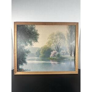 Vintage Landscape by Paul Detlefsen Mid Century Americana Print 18" X 14"(Frame)